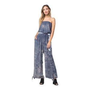 FREE PEOPLE Just Float Tie Dye Jumpsuit Romper Bandeau Size S